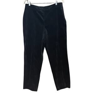Talbots black velvet pants trousers classic side zip slim women’s size 14